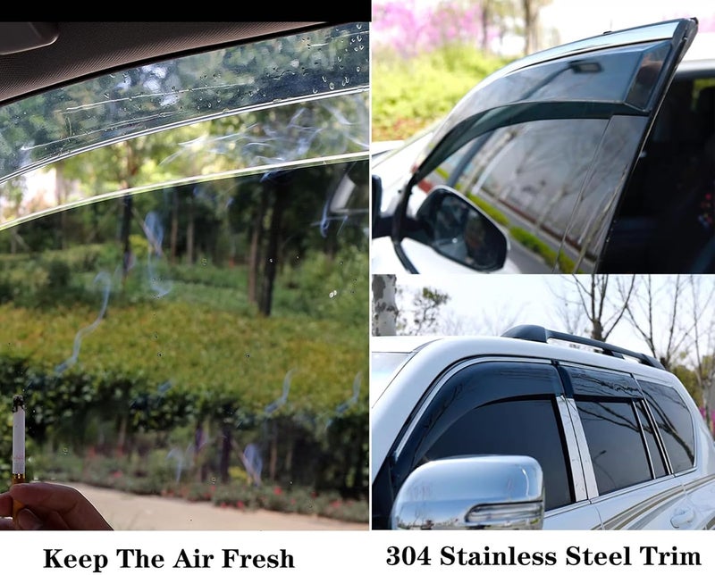 Vesul Tape on Rain Guards Compatible with Honda Accord 2023-2026 LX EX-L Sport Touring Vent Visor Window Deflector Shield Cover Sun Vent Shade with 304 Stainless Steel Trim - Image 3